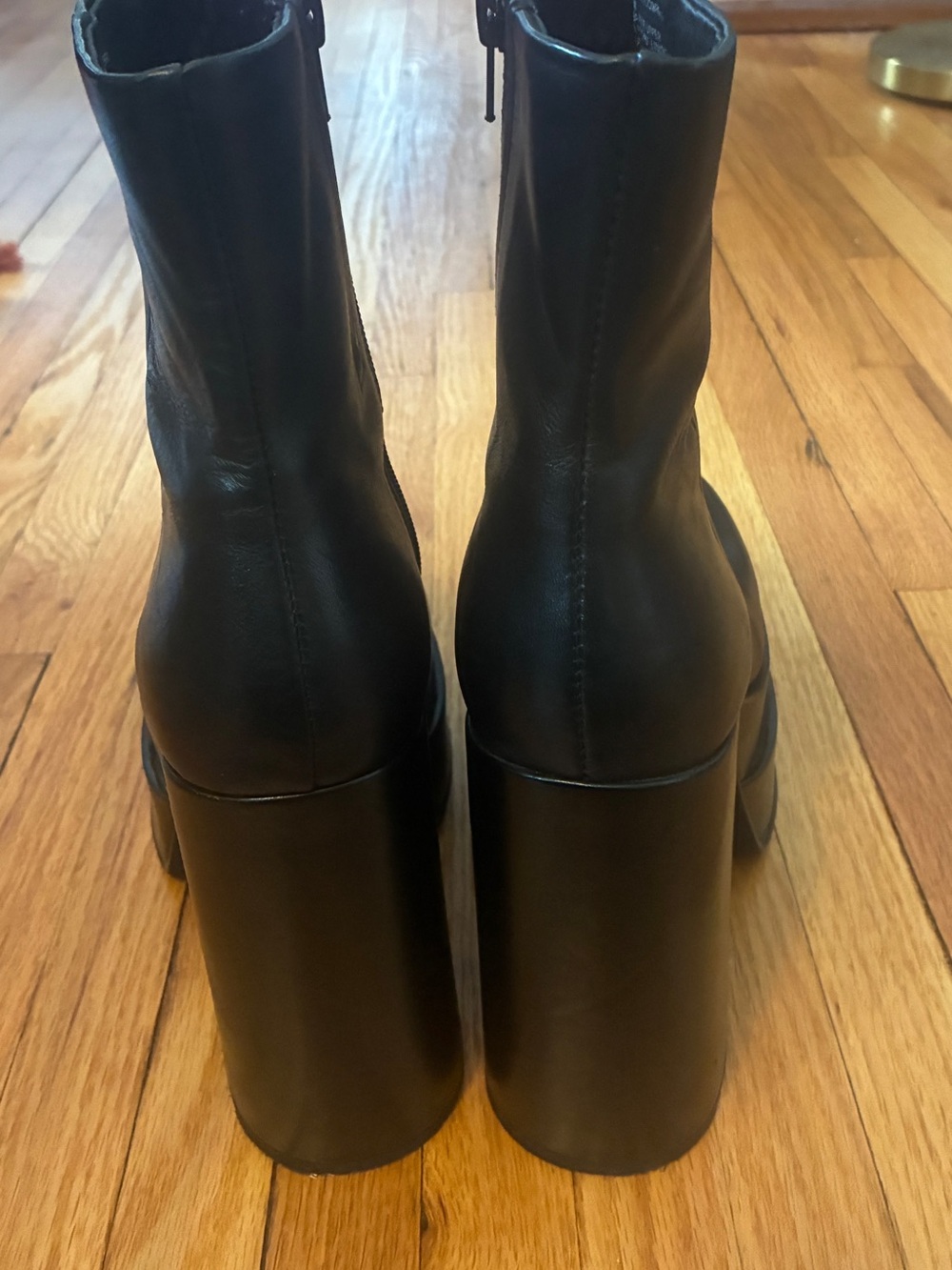 Steve Madden Cobra Black Leather Platform Block Heel Ankle Boots sz 8 - Picture 3 of 6
